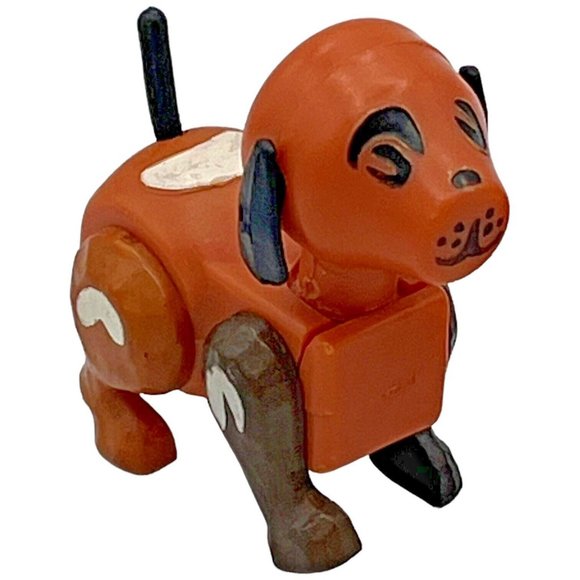 2 VTG Fisher Price Little People Farm BROWN & WHITE DOGS 1 Metal Rivet Dark Legs - Picture 3 of 8